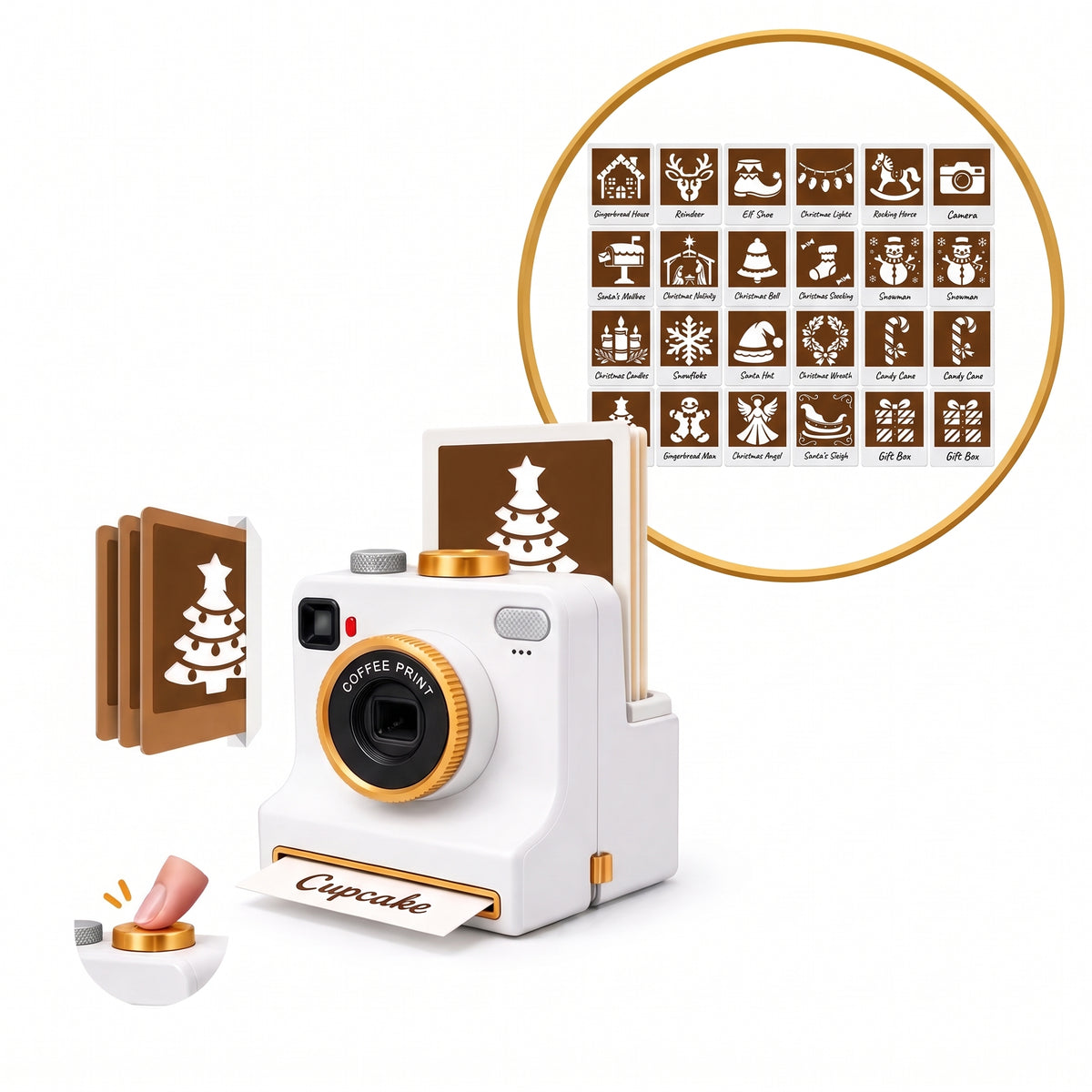 Latte-Art-Kamera mit den 20 Schablonen des Weihnachtspakets