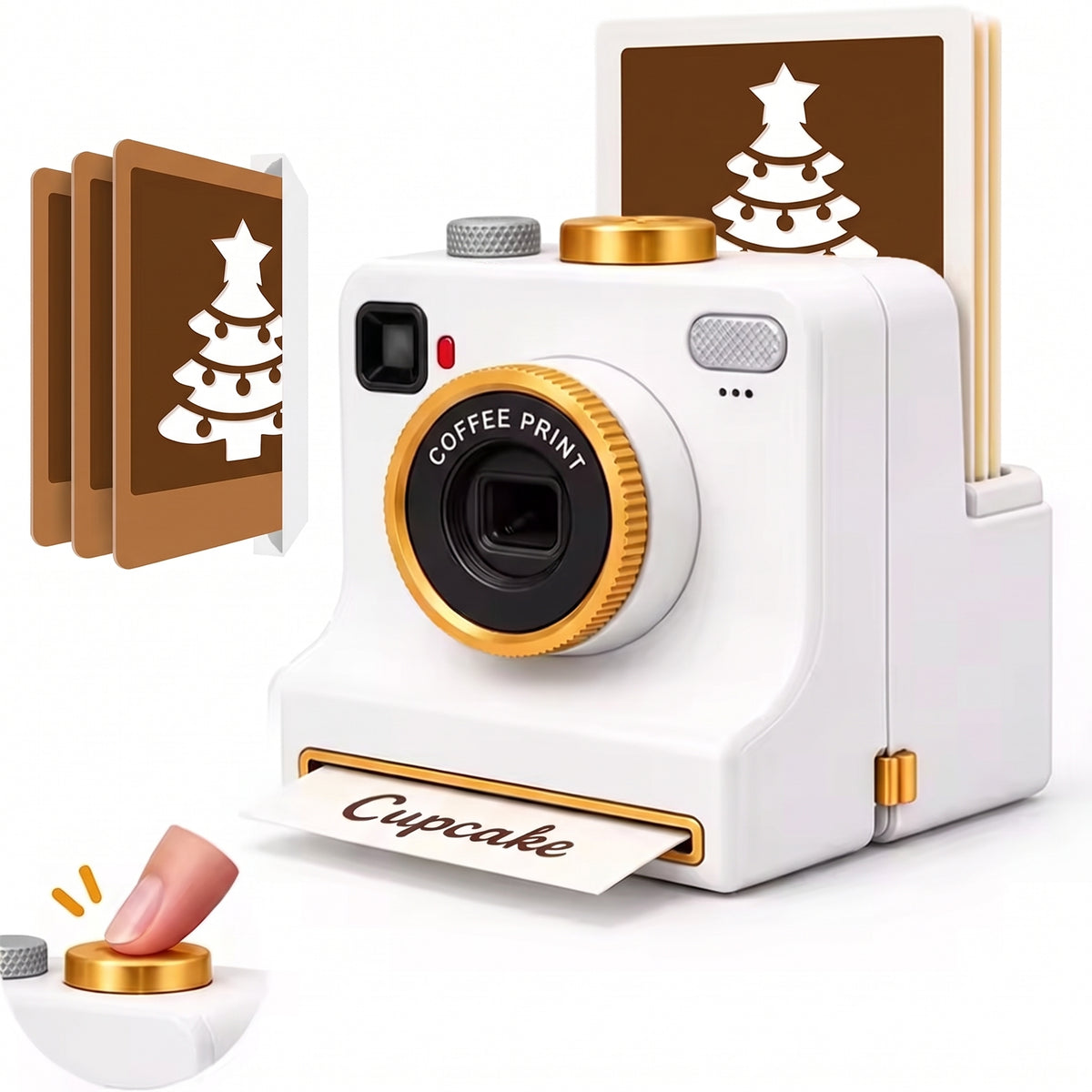 Espumarte Latte-Art-Kamera mit Tannenbaum-Schablone und Ein-Klick-Knopf
